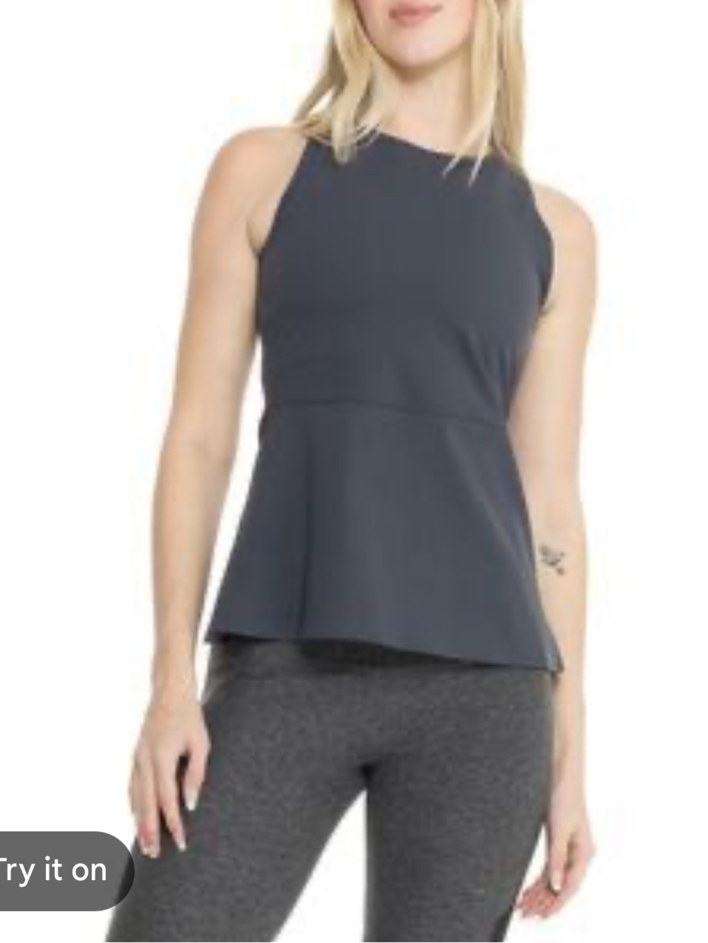 SPANX Active Peplum Top Gray Size Small